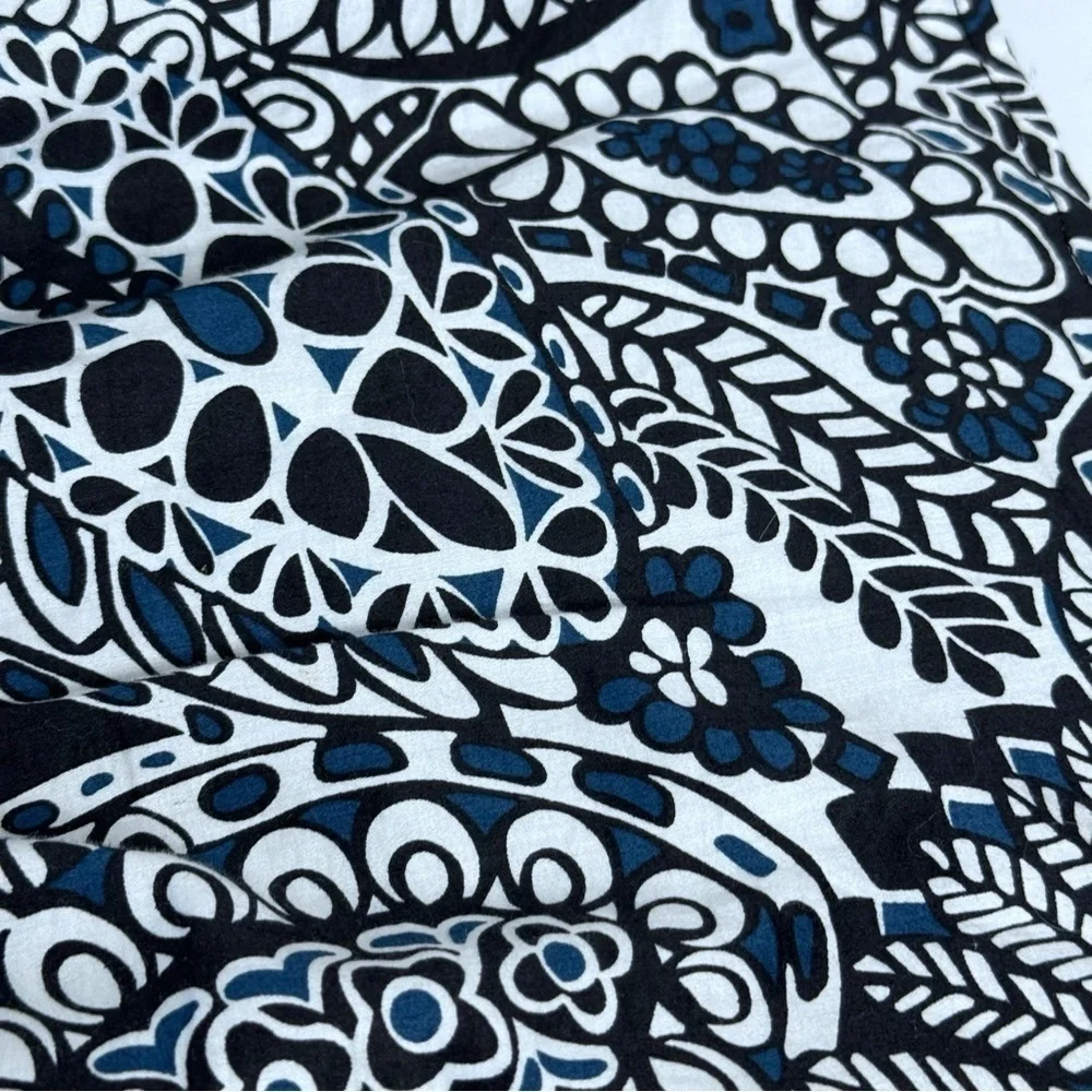 Tyler Böe Paisley Skirt Elastic Waist Lined Sz Medium 21” Black/Blue/White